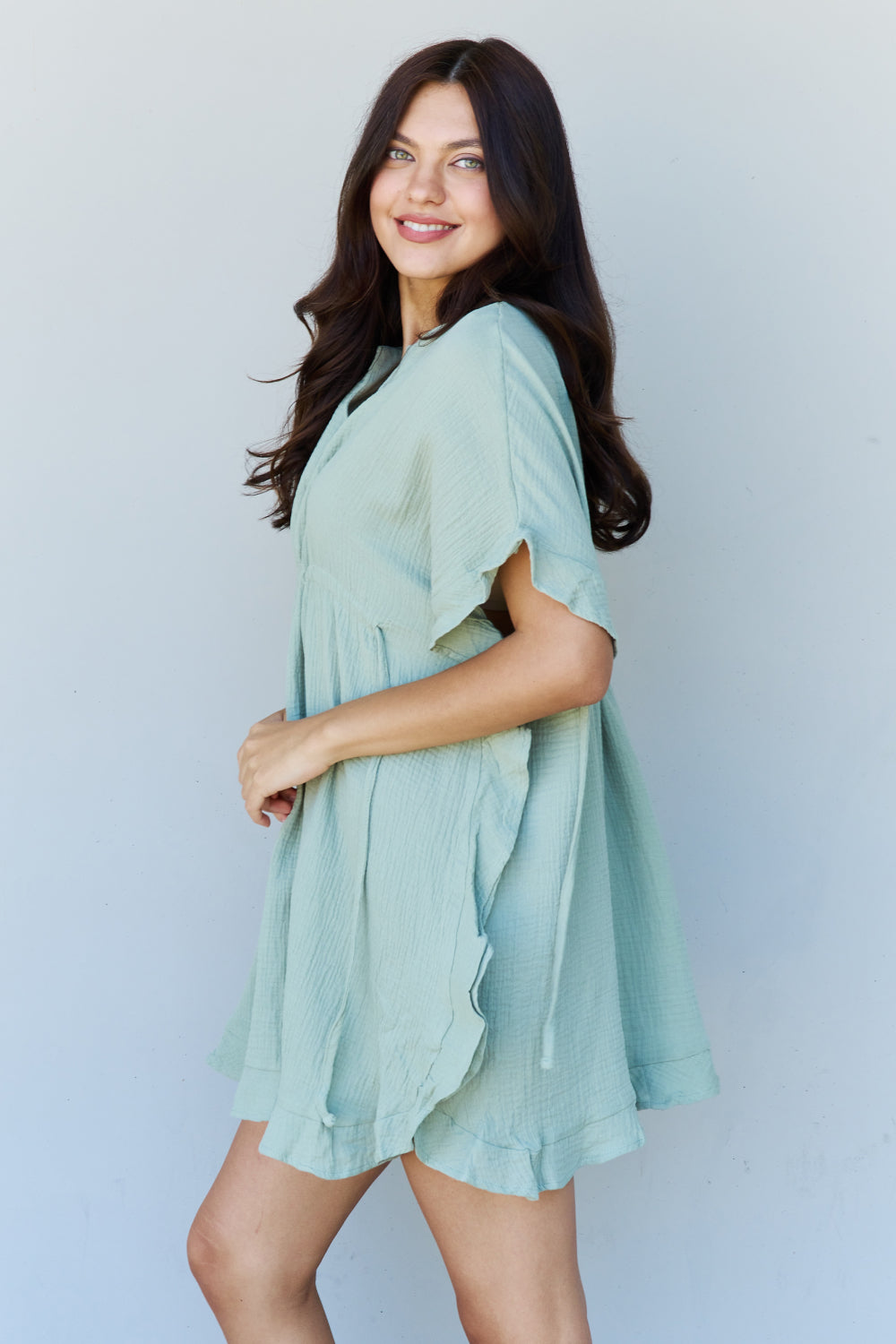 Ruffle Hem Dress with Drawstring Wäre Rare