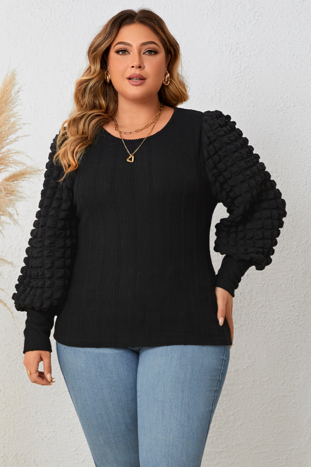 PLUS SIZE LANTERN SLEEVE BLOUSE
