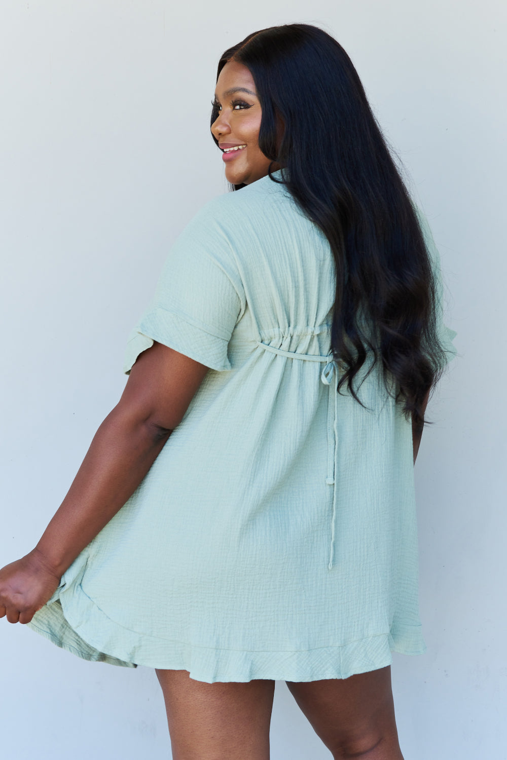 Ruffle Hem Dress with Drawstring Wäre Rare