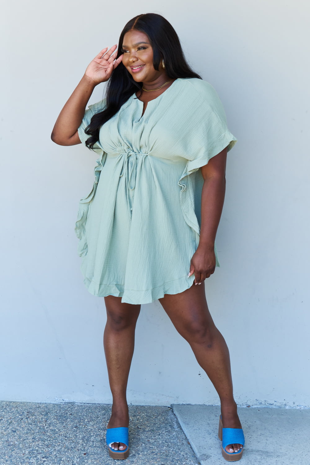 Ruffle Hem Dress with Drawstring Wäre Rare