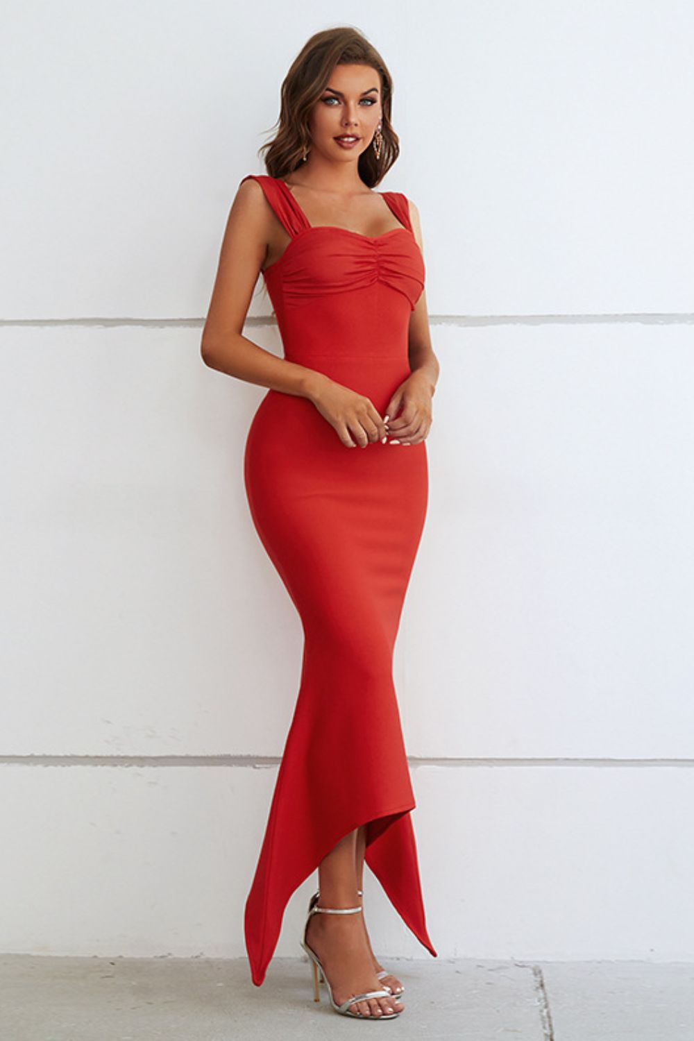 Ruched Sweetheart Neck Hem Detail Dress Wäre Rare