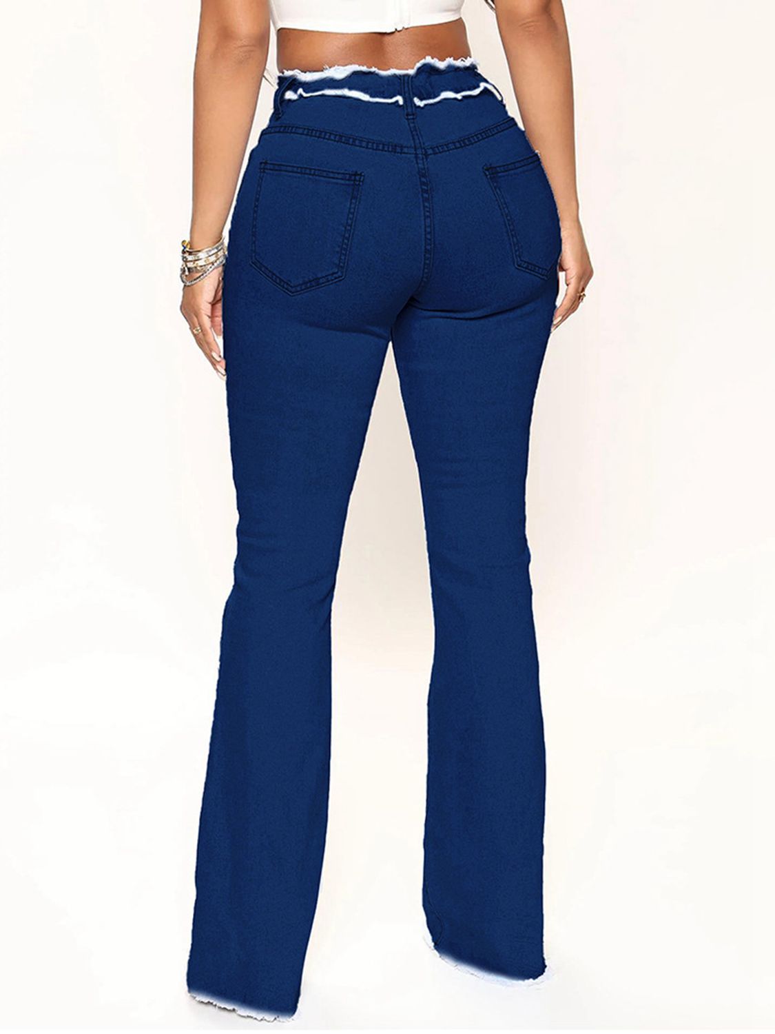 Striped Raw Hem Jeans Wäre Rare