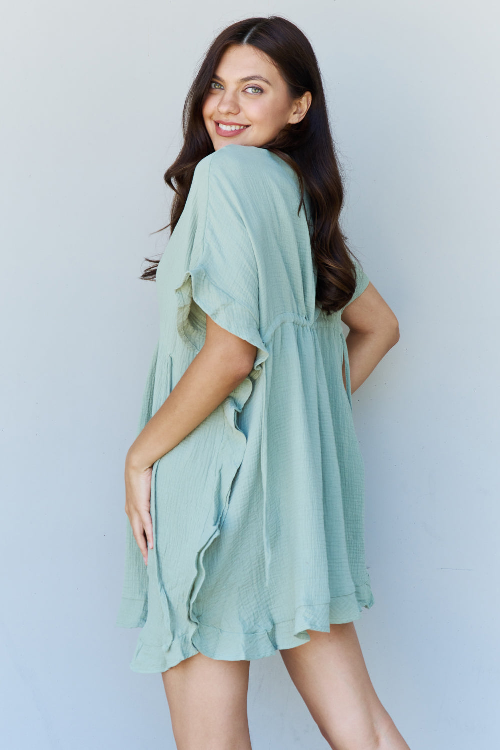 Ruffle Hem Dress with Drawstring Wäre Rare