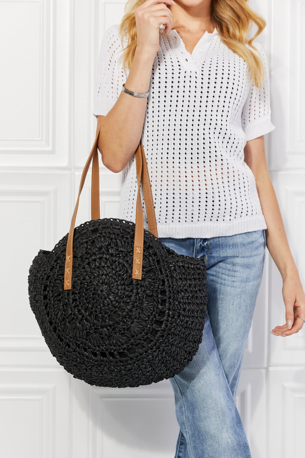 C'est La Vie Crochet Handbag in Black