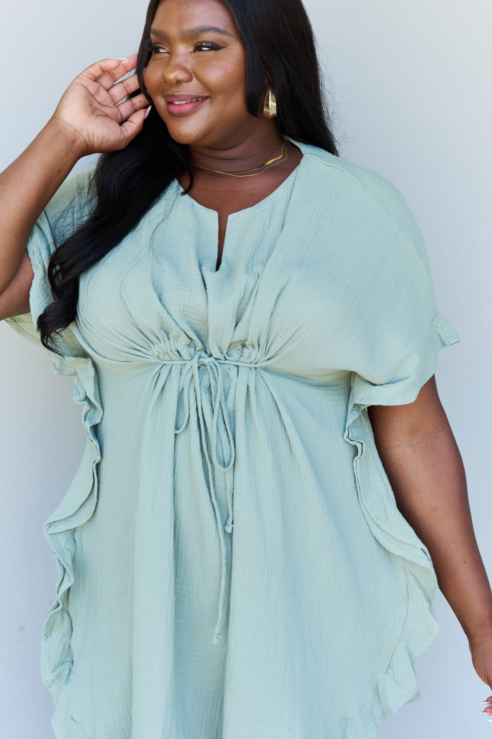 Ruffle Hem Dress with Drawstring Wäre Rare