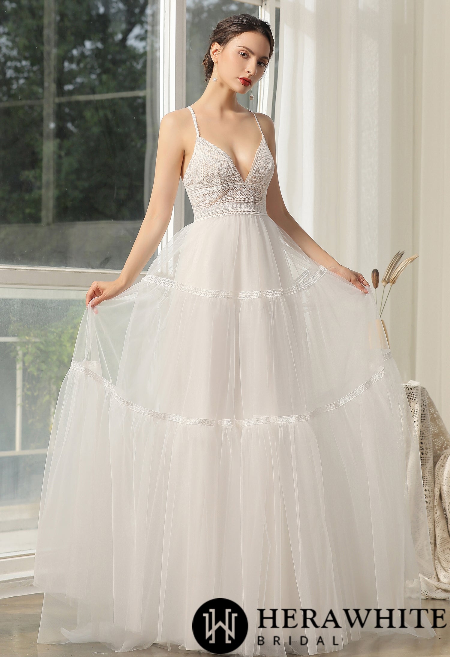 Bohemian Lace Wedding Dress With Criss-Cross Back - Wäre Rare