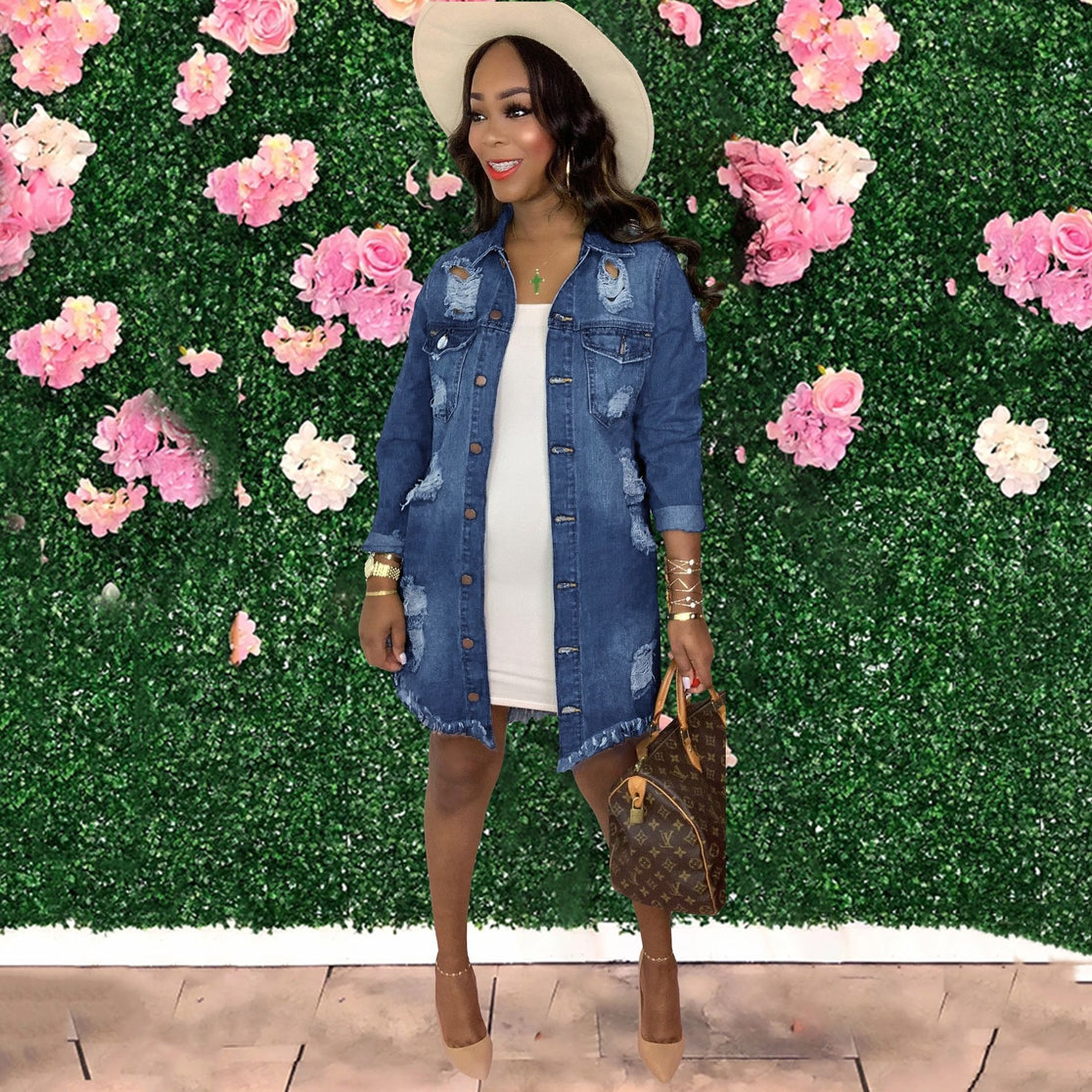 Distressed Denim Dress - Wäre Rare