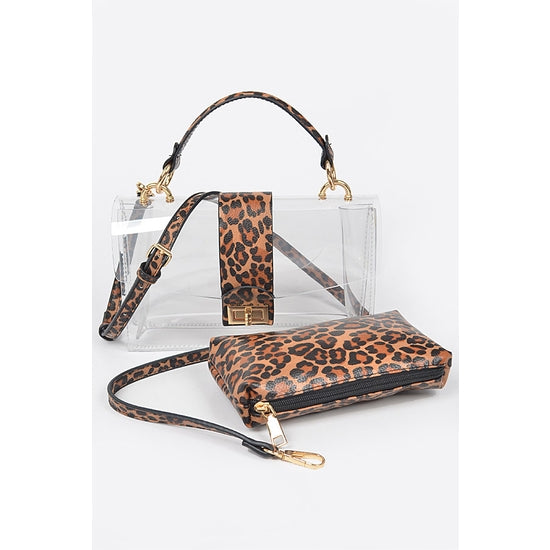 Faux Leo Transparent Crossbody Bag - Wäre Rare