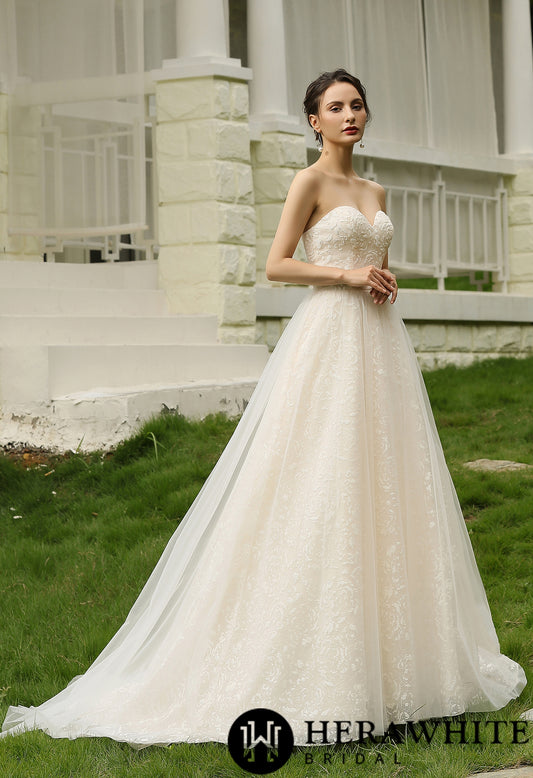 Sequins Princess Lace Wedding Dress - Wäre Rare