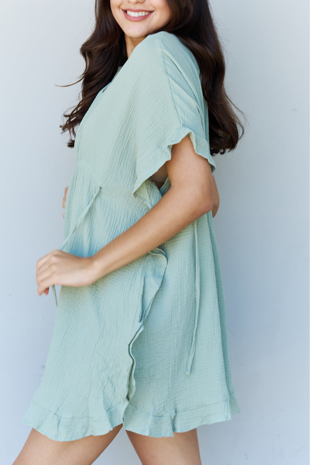 Ruffle Hem Dress with Drawstring Wäre Rare