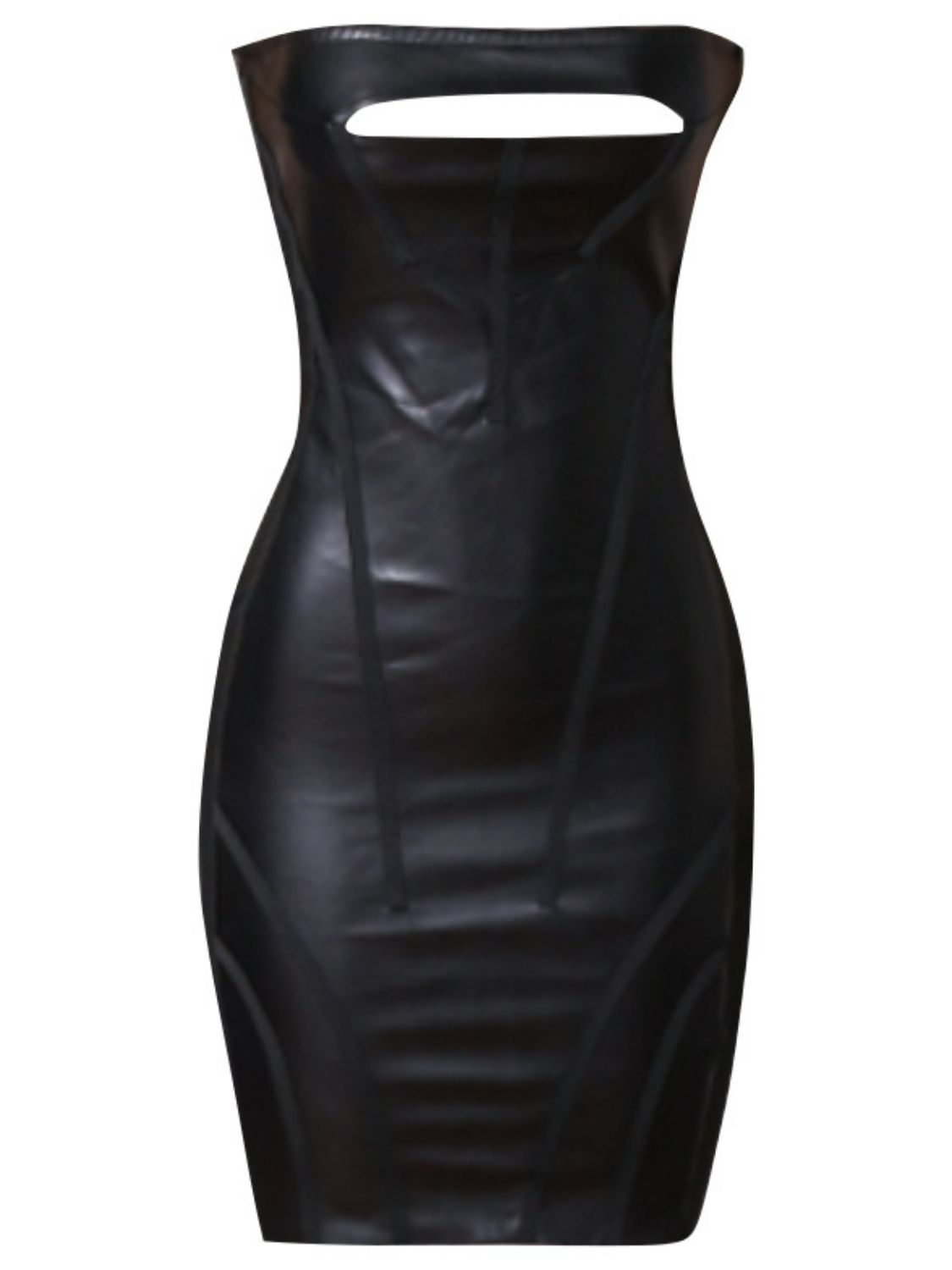 Leather Cutout Strapless Bandage Dress