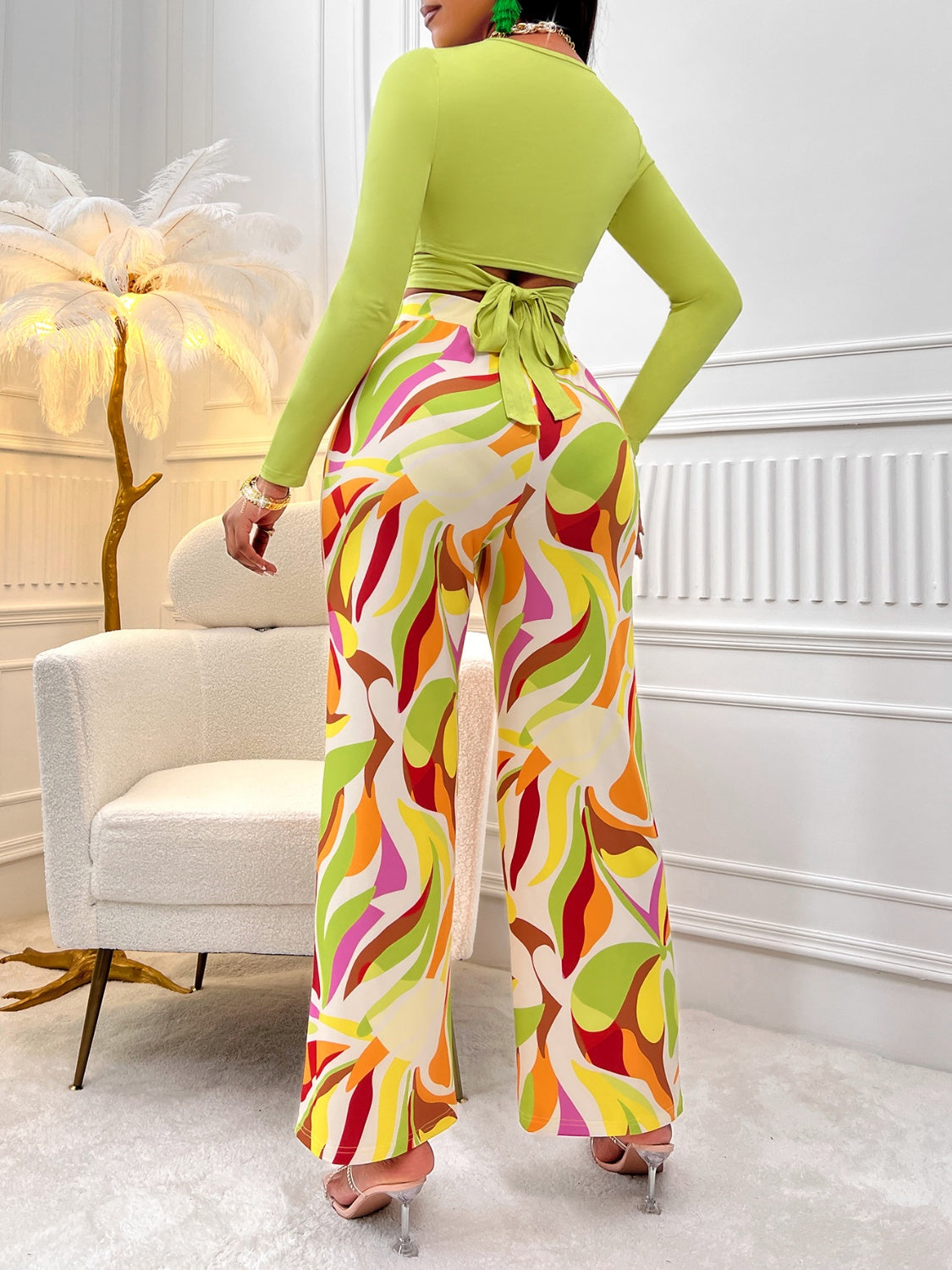 CRISSCROSS TIED TOP PANT SET