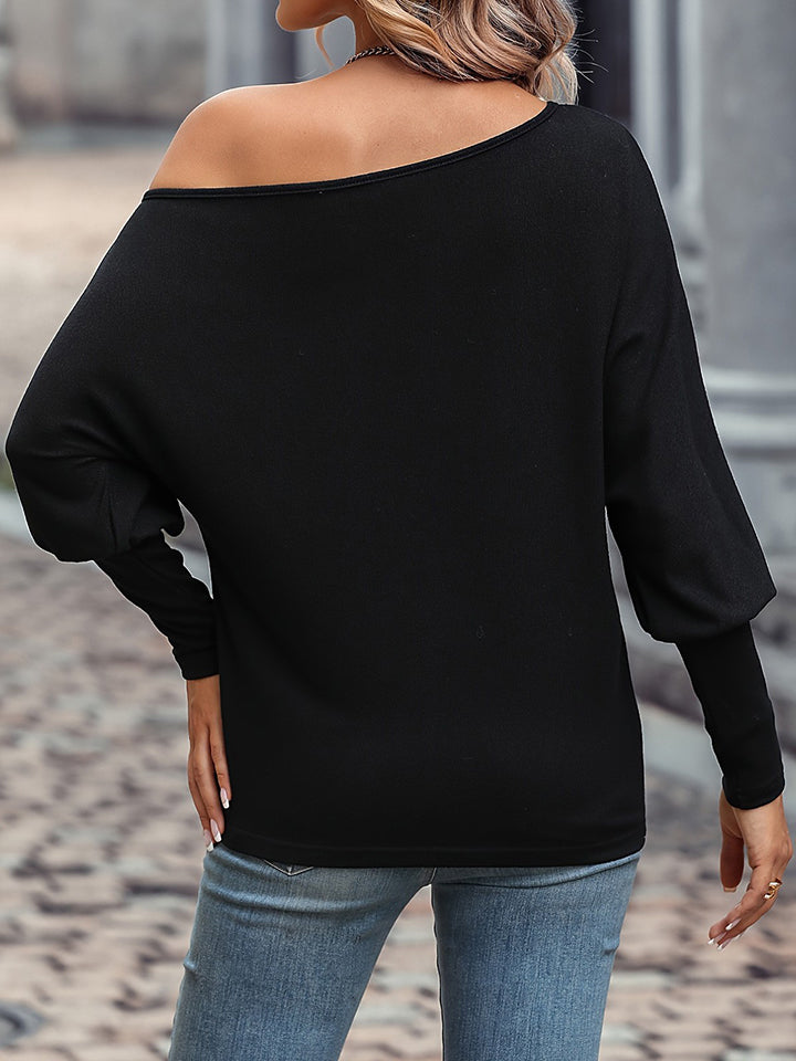 PEARL TRIM LANTERN SLEEVE TOP