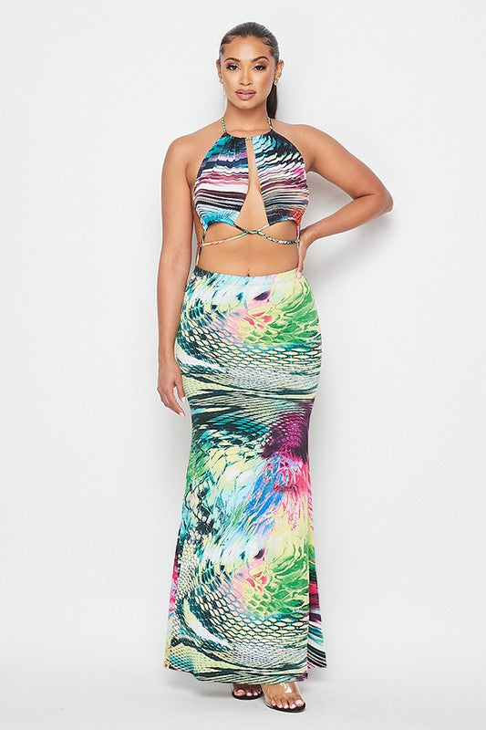 Two Piece Strappy Maxi Dress - Wäre Rare