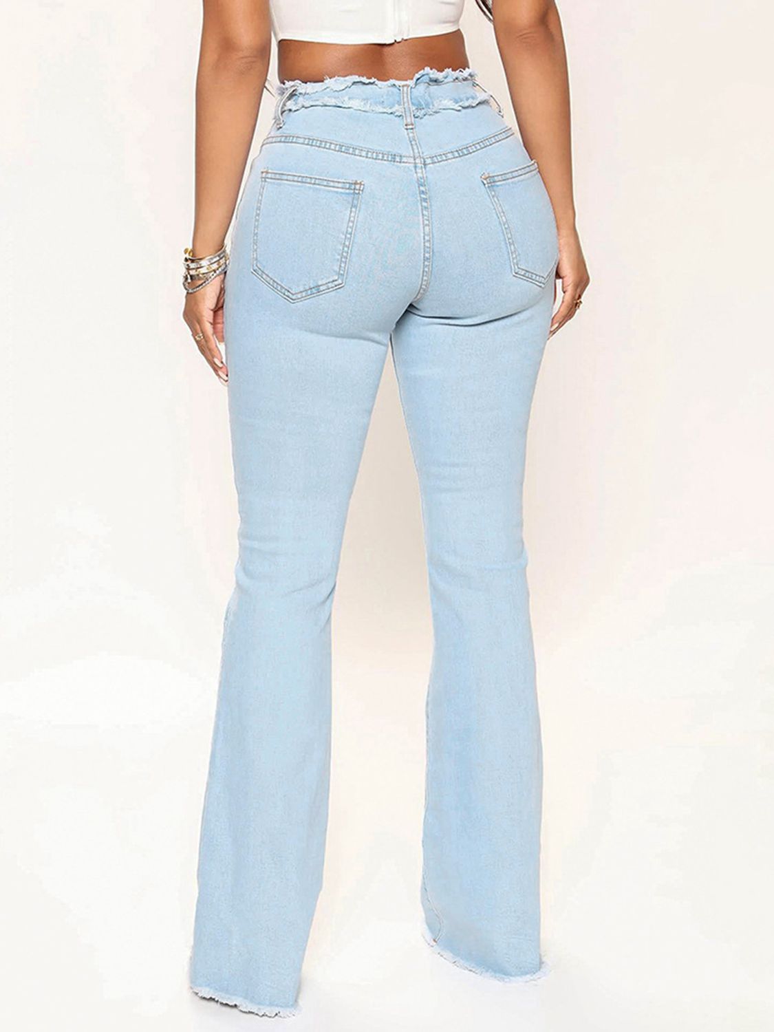 Striped Raw Hem Jeans Wäre Rare