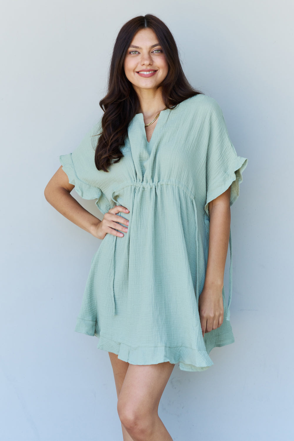 Ruffle Hem Dress with Drawstring Wäre Rare