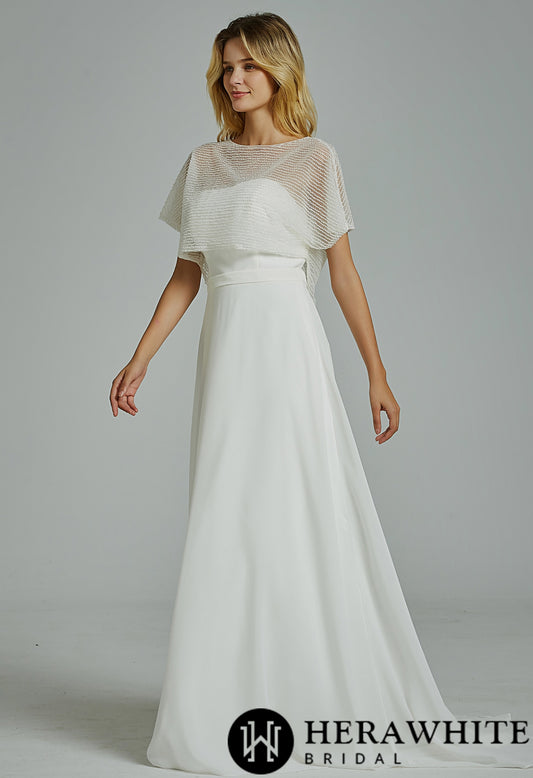 Chic Strapless A-Line Wedding Dress With Beading Separate Jacket - Wäre Rare