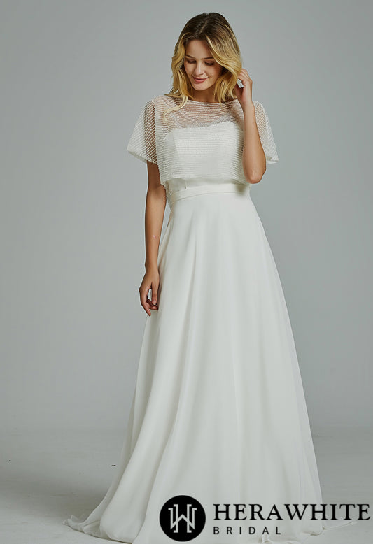 Chic Strapless A-Line Wedding Dress With Beading Separate Jacket - Wäre Rare