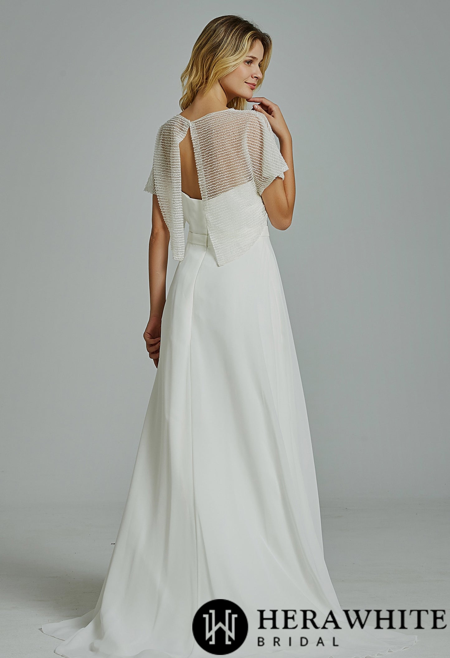Chic Strapless A-Line Wedding Dress With Beading Separate Jacket - Wäre Rare
