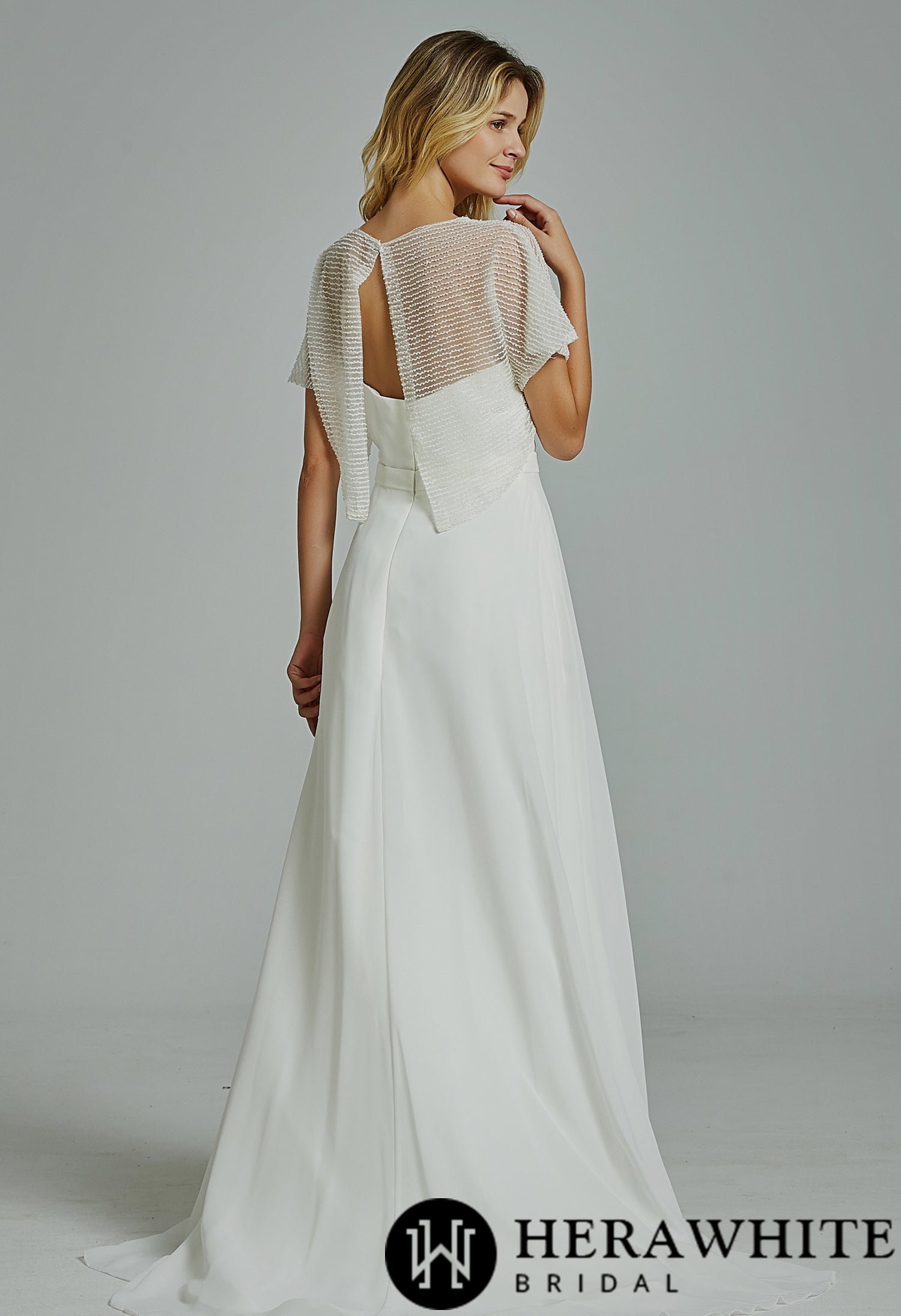 Chic Strapless A-Line Wedding Dress With Beading Separate Jacket - Wäre Rare