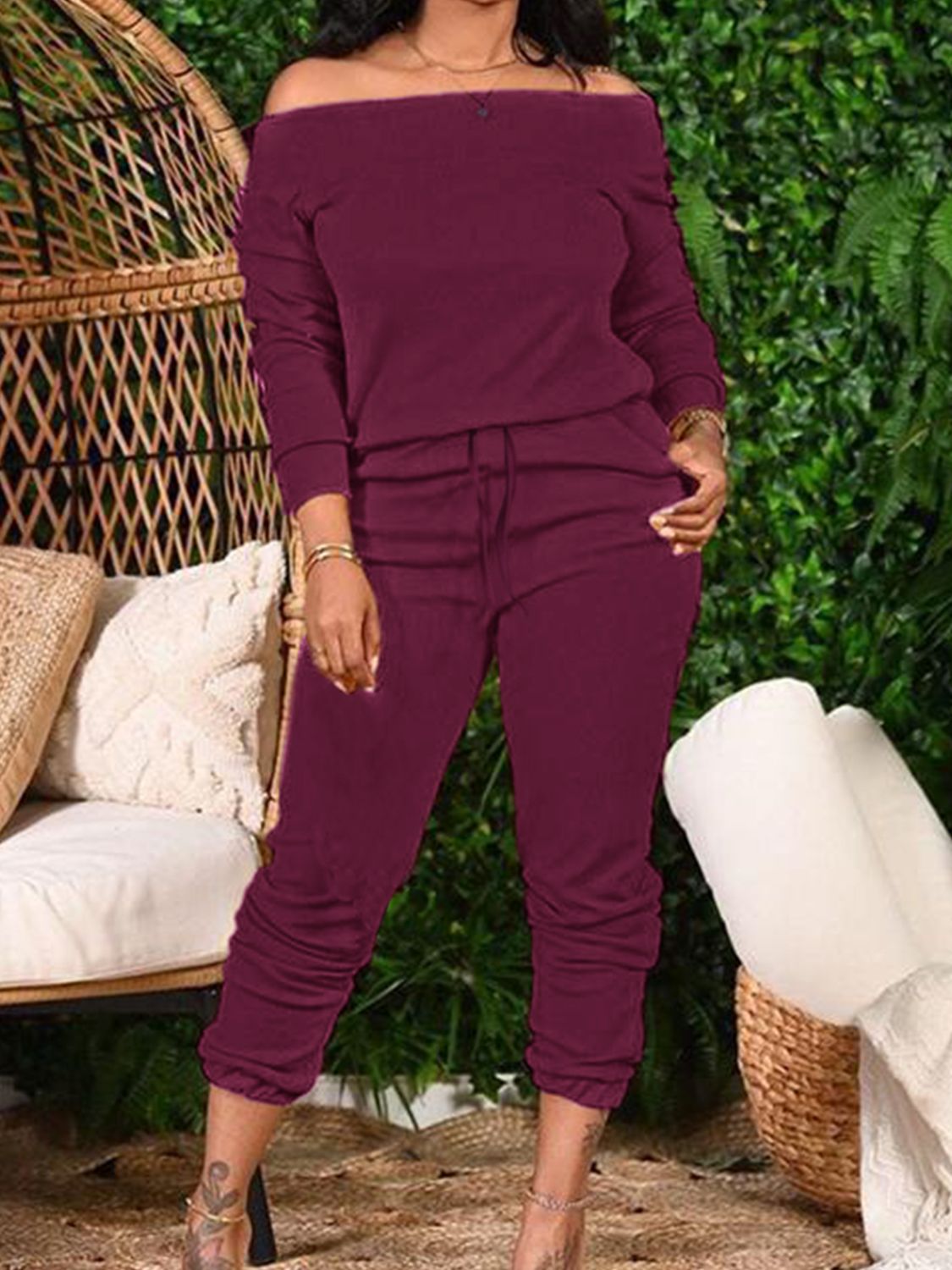 OFF-SHOULDER PANT SET