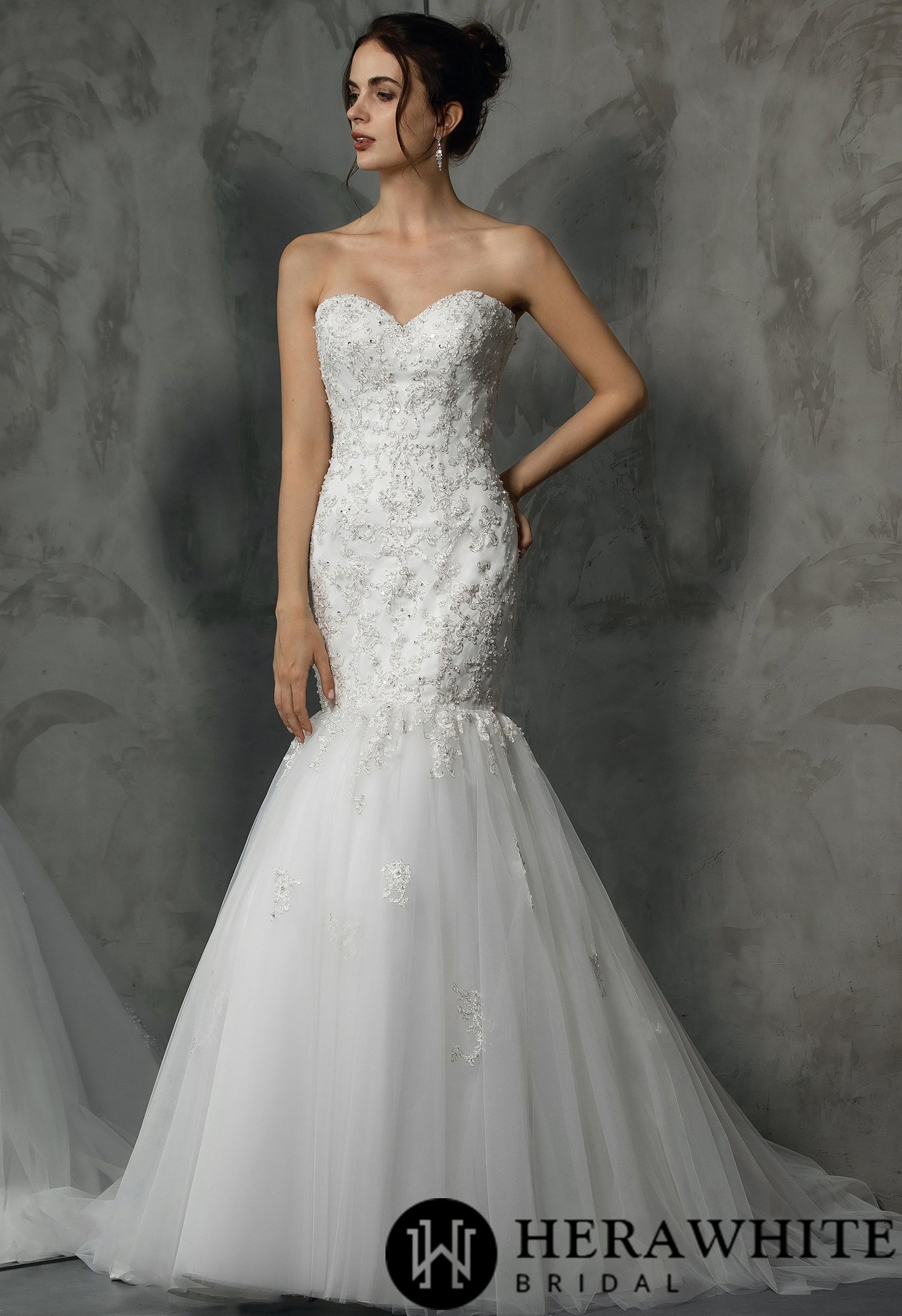 Classic Strapless Heavy beading Appliqués Mermaid Wedding Dress - Wäre Rare
