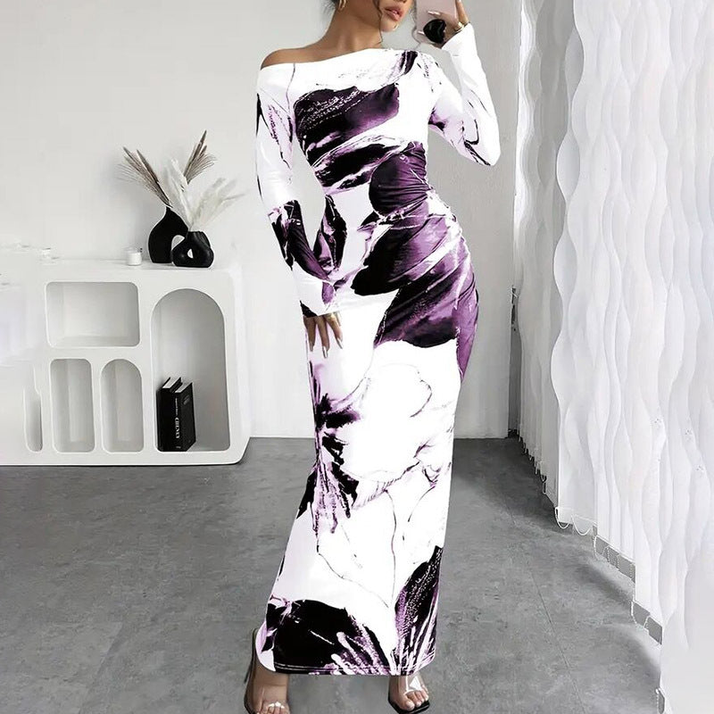 White/Purple Floral Maxi Dress Wäre Rare