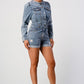 LONG SLEEVE DENIM ROMPER Athina