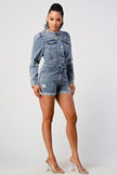 LONG SLEEVE DENIM ROMPER Athina
