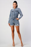 LONG SLEEVE DENIM ROMPER Athina