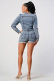 LONG SLEEVE DENIM ROMPER Athina