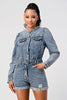 LONG SLEEVE DENIM ROMPER Athina