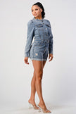 LONG SLEEVE DENIM ROMPER Athina