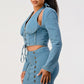 Denim top and skirt set Athina