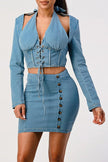 Denim top and skirt set Athina
