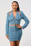Denim top and skirt set Athina
