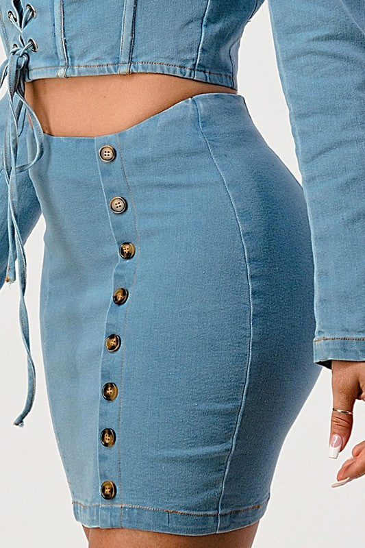 Denim top and skirt set Athina