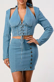 Denim top and skirt set Athina