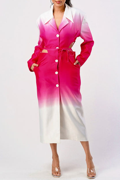 Color gradient spring trench coat