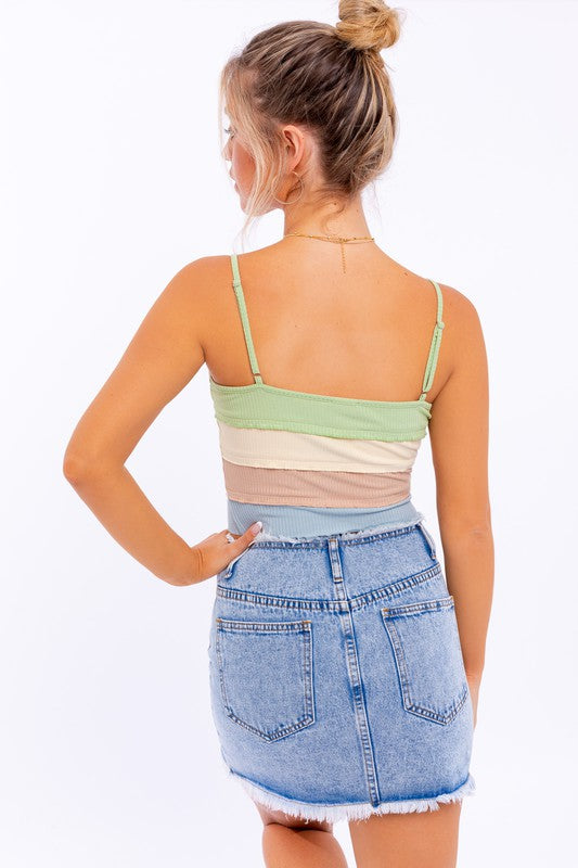 Lettuce Hem Detail Spaghetti Top LE LIS