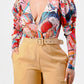 Kimono chiffon multi print long sleeve romper Athina
