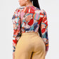Kimono chiffon multi print long sleeve romper Athina