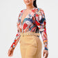 Kimono chiffon multi print long sleeve romper Athina