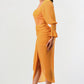Summer solid yellow long sleeve chiffon dress Athina