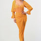 Summer solid yellow long sleeve chiffon dress Athina