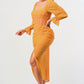 Summer solid yellow long sleeve chiffon dress Athina