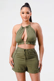OLIVE CROPPED SHORT SET Wäre Rare Fashion