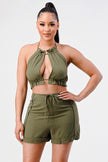 OLIVE CROPPED SHORT SET Wäre Rare Fashion