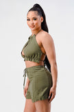 OLIVE CROPPED SHORT SET Wäre Rare Fashion