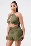 OLIVE CROPPED SHORT SET Wäre Rare Fashion
